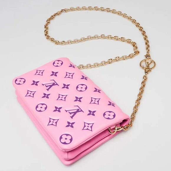 Louis Vuitton Rose/Violet Monogram Embossed Leather Coussin Pochette Bag - Picture 3 of 10